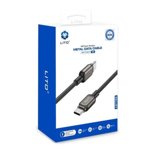 Кабель type-c lito ld17cc type-c 60w (1m) черный