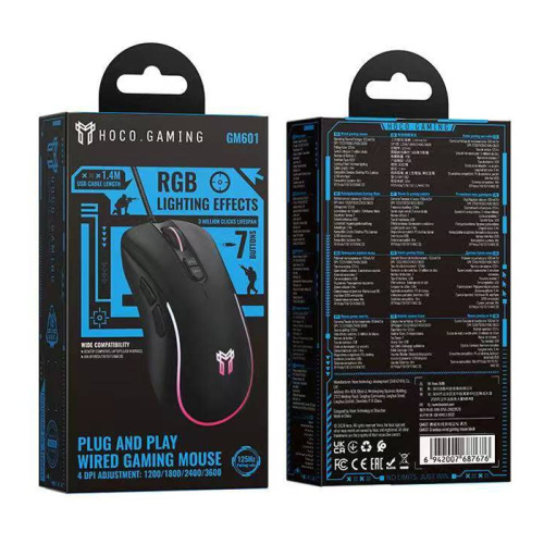 Мышь hoco gm601 проводная черная rgb