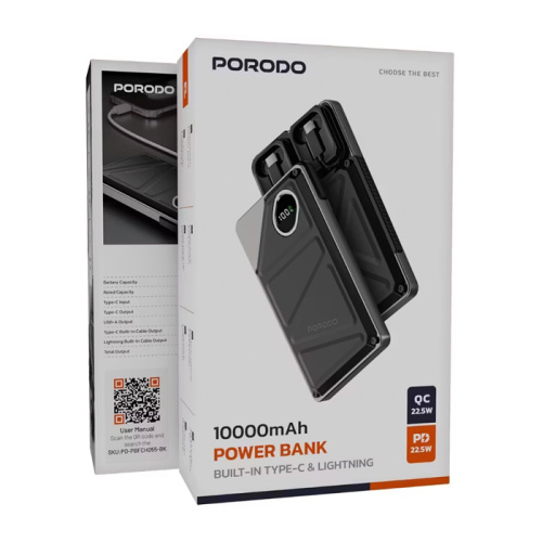 Пзу porodo pd-pbfch055-bk 5300mah (22.5w) черный