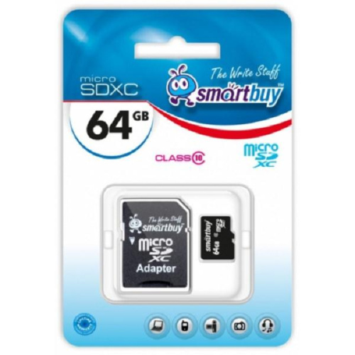 Micro sd 64gb smartbuy class10 +sd адаптер