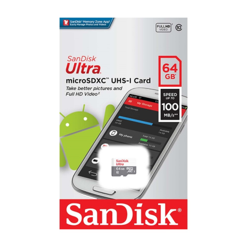 Micro sd 64gb sandisk ultra (100mb/s) без адаптера