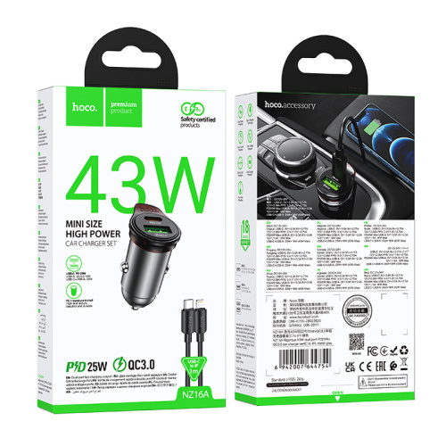 Азу hoco nz16a type-c на lightning (25w) чёрный 