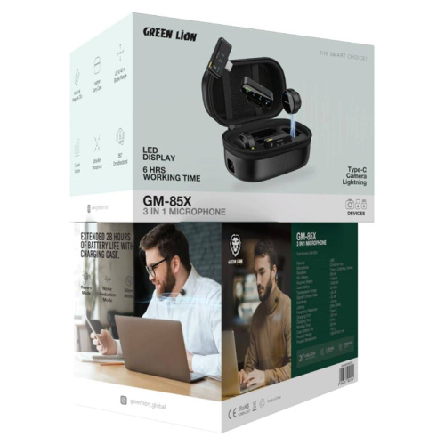 Микрофон петличный green lion gm-85x (1000mah) черный