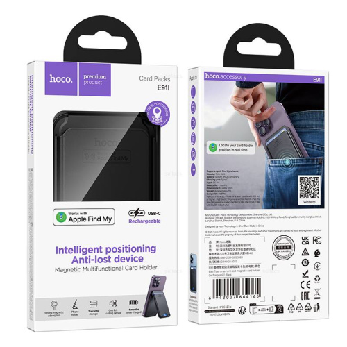 Кардхолдер hoco e91i magnetic с держателем черный