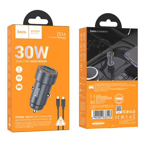 Азу hoco z57a type-c на lightning (pd30w/qc3.0) серый