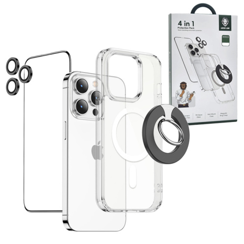 Чехол-крышка green lion 4в1 protection pack для iphone 14 pro фиолетовый