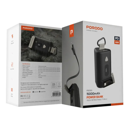Пзу porodo pb069 15000mah (65w) черный
