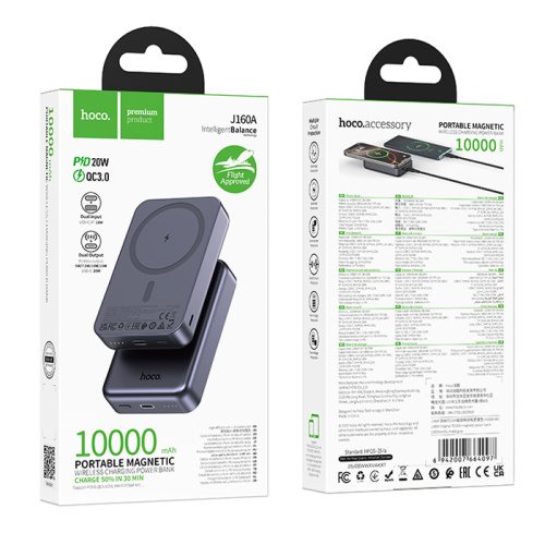 Пзу hoco j160a 10000mah (pd20w/qc3.0) черный