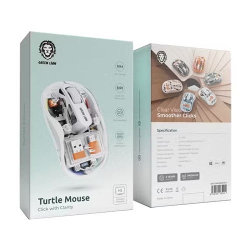 Мышь green lion smart turtle gl-ms2 прозрачная белая