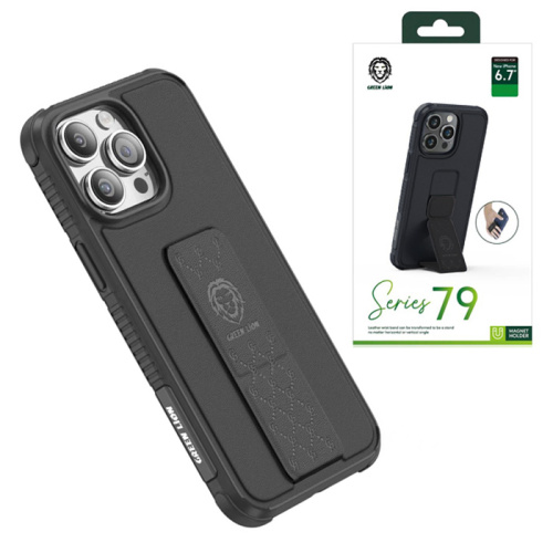 Чехол-крышка green lion series 79 leather stand для iphone 14 pro max черный