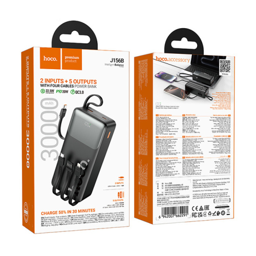 Пзу hoco j156b 30000mah (22.5w/pd20w) черный
