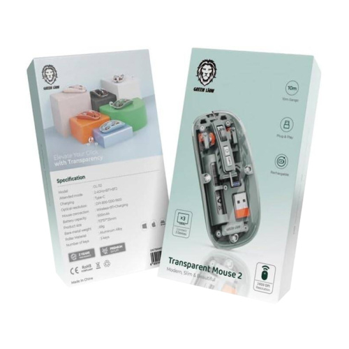 Мышь green lion smart transpsrent gl-112 прозрачная черная