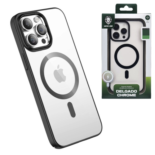 Чехол-крышка green lion deLGado chrome magsafe case for iphone 14 pro max черный