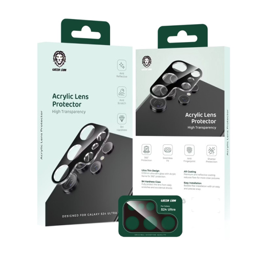 Стекло на камеру green lion acrylic на Samsung s25 черный