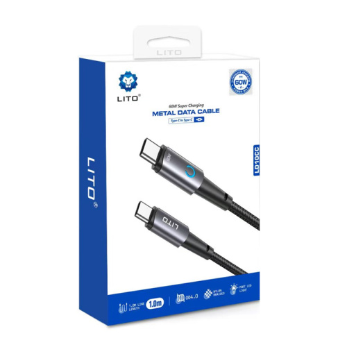 Кабель type-c lito ld10cc type-c 60w (1m) черный