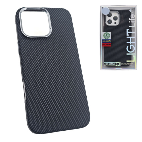 Чехол-крышка #47 light carbone small (magsafe) для iphone 16 pro черный
