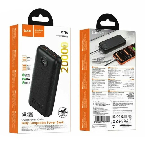 Пзу hoco j172a 20000mah (pd20w) черный
