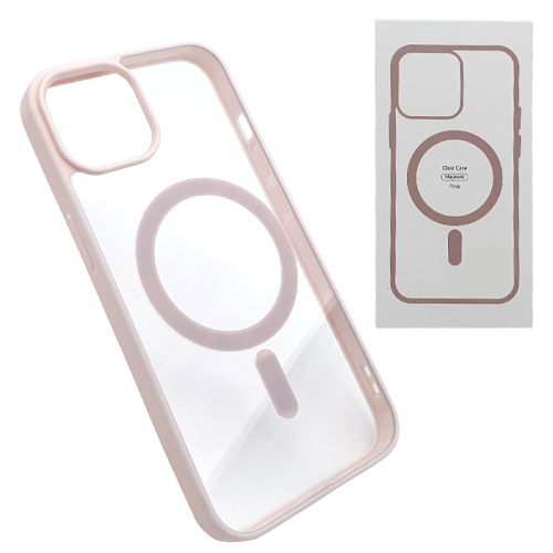 Чехол-силикон clear case magsafe (magnetic) для iphone 13/14 (6.1) розовый