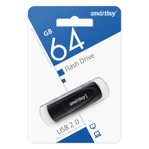 64gb (3,0) usb smartbuy scout чёрная