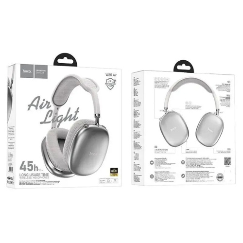 Беспроводные наушники hoco w35 air с микрофоном 45h (большие) серебристые