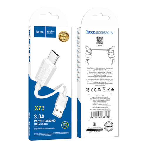 Кабель usb hoco x73 type-c белый