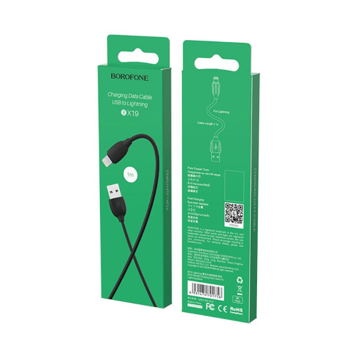 Кабель usb borofone bx19 1m lightning черный