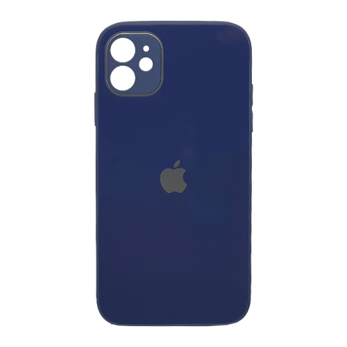 Чехол крышка с глянцевым стеклом для iphone 11 синий