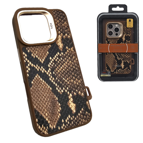 Чехол-крышка #84 kajsa glamorous genuine leather snake pattern для iphone 16 pro max brown