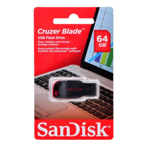 64gb (3.0) usb sandisk cz50 cruzer blade чёрный