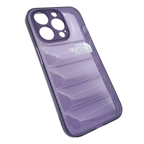 Чехол-силикон the north face с закрытой камерой для iphone 14 pro фиолетовый