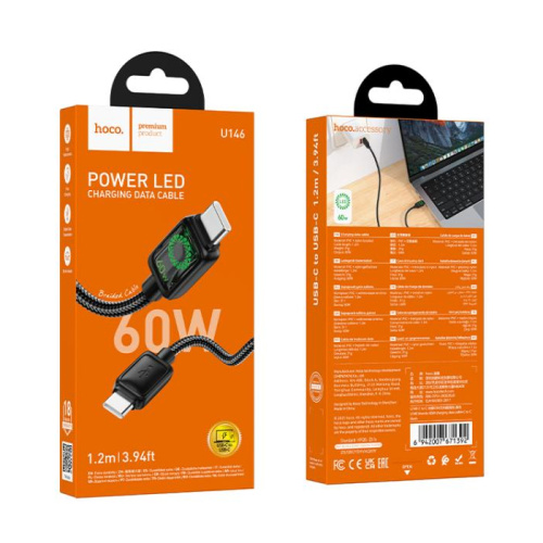 Кабель type-c hoco u146 type-c (60w) черный