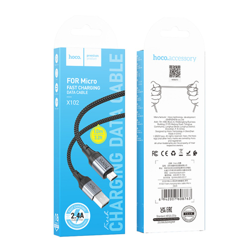 Кабель usb hoco x102 micro (2,4a) черный