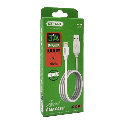 Кабель usb gerlax d1l lightning 3a/1m белый