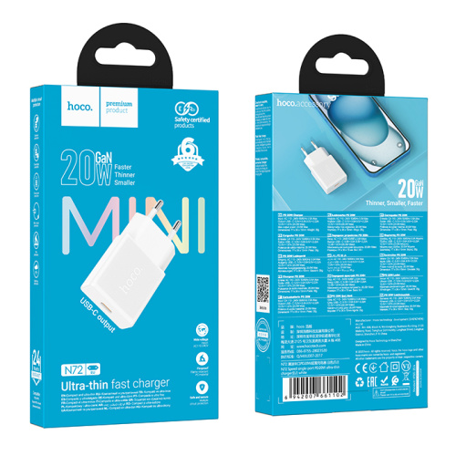 Сзу hoco n72 type (usb-c/20w) белое