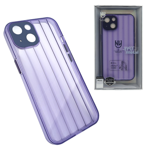 Чехол-крышка ny tpu+pc metal с закрытой камерой для iphone 14 фиолетовый