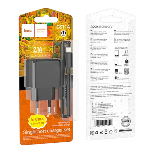 Сзу hoco cs11a type-c (usb) черное