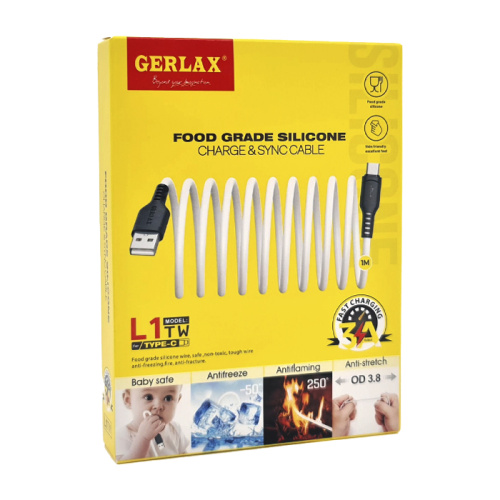 Кабель usb gerlax l1 type-c 3a 1м белый