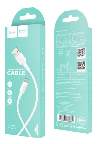 Кабель usb hoco x25 type-c (1m) белый 