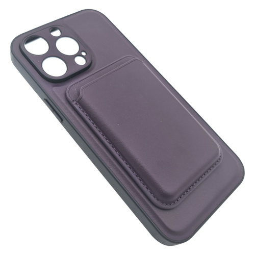Чехол-силикон под кожу без лого с визитницей для iphone 14 pro (6.1) фиолетовый