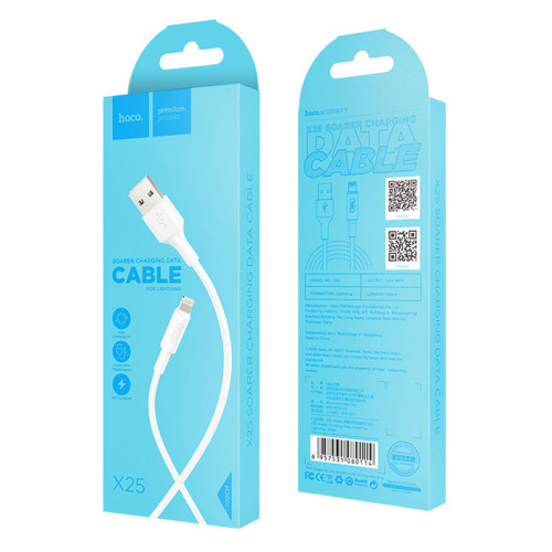 Кабель usb hoco x25 lightning 1m белый 