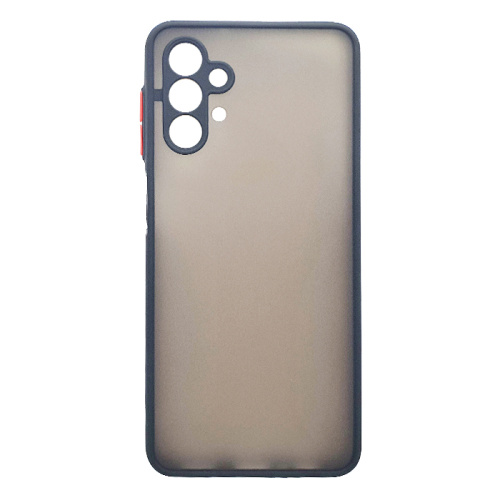 Чехол-силикон матовый закрытой камерой красные кнопки Samsung a13 4g черный