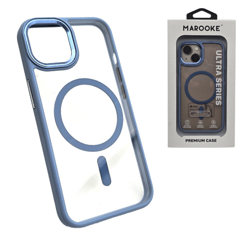 Чехол-крышка marooke m05 прозрачный c цветными бортами для iphone 13/14 голубой