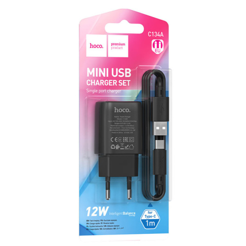 Сзу hoco c134a type-c (12w) черное