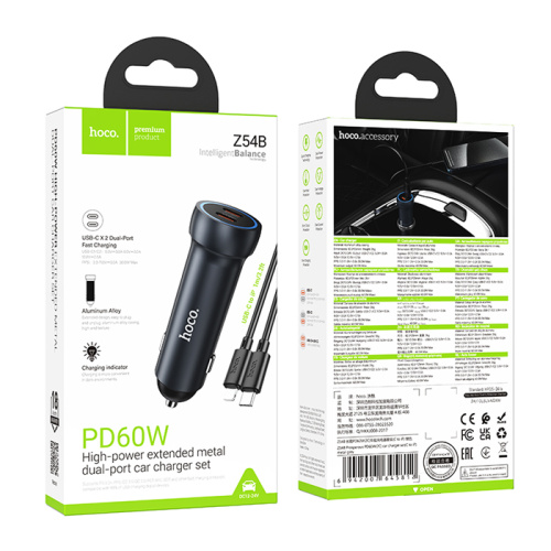 Азу hoco z54b type-c/lightning (usb/pd/60w) черный