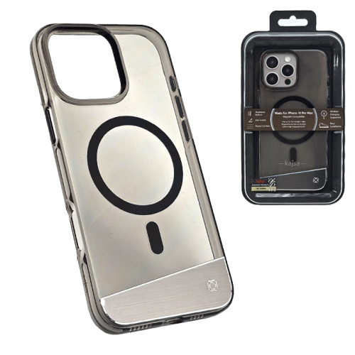 Чехол-крышка kajsa aluminium trans-shield full pc для iphone 16 pro черный дым