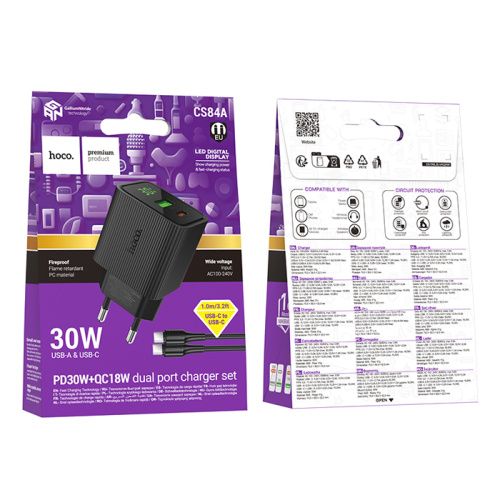 Сзу hoco cs84a (type-c to type-c 30w) черное
