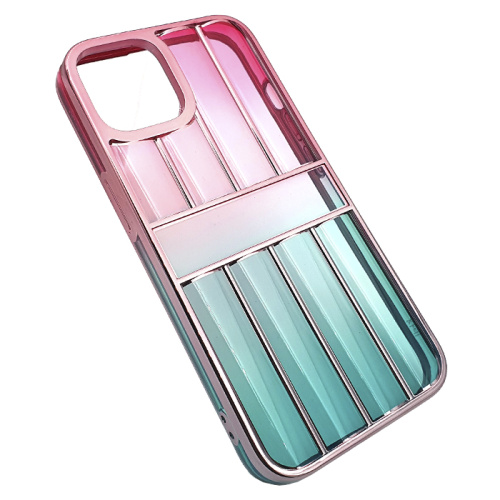 Чехол-силикон gradient lines для iphone 13/14 розово-зеленый