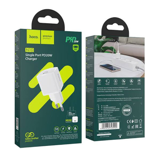 Сзу hoco n10 type-c (20w) белое