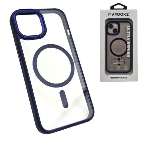 Чехол-крышка marooke m05 прозрачный c цветными бортами для iphone 13/14 синий