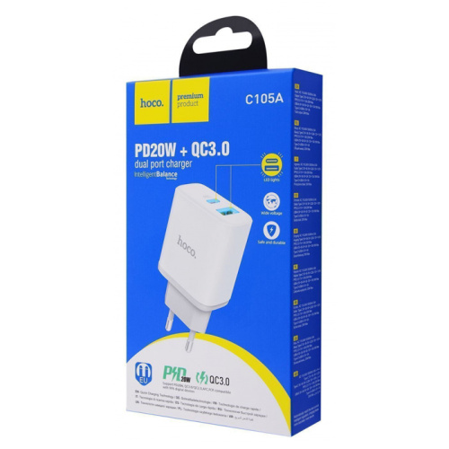 Сзу hoco c105a (usb/pd20w) белое